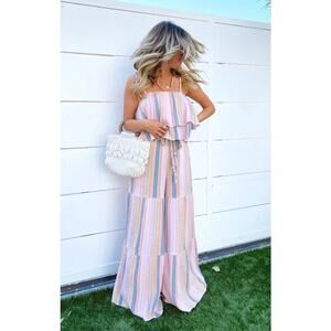Show Me Your Mumu L Klum Ruffle Top Paradise Stripe